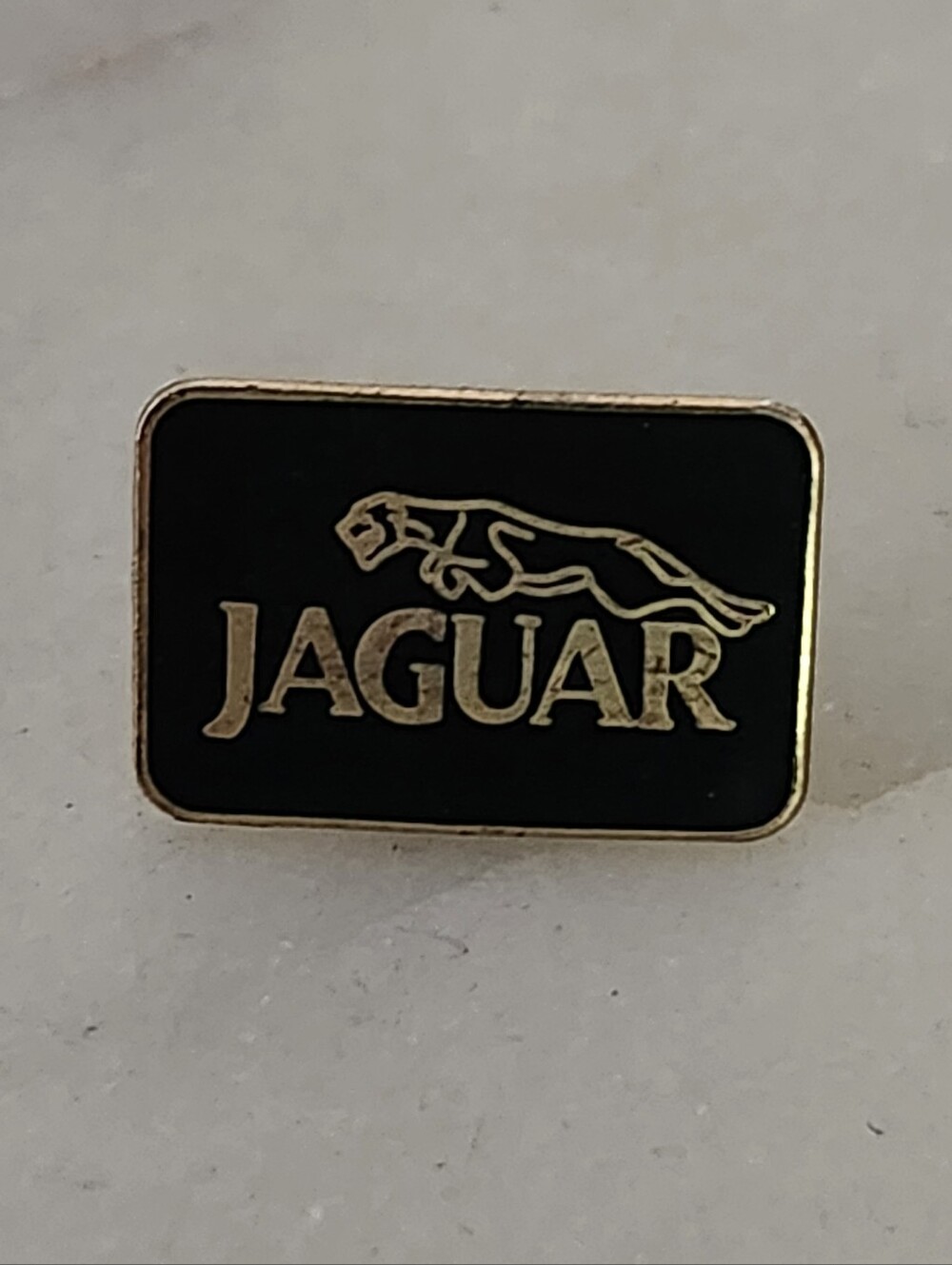 Vtg JAGUAR Black & Gold Enamel Pin